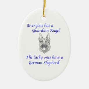 SCHUTZENGEL-SCHÄFERHUND KERAMIKORNAMENT