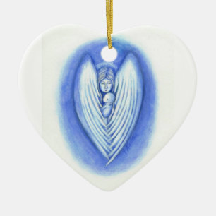 Schutzengel und Baby-Herz-Weihnachtsverzierung Keramikornament