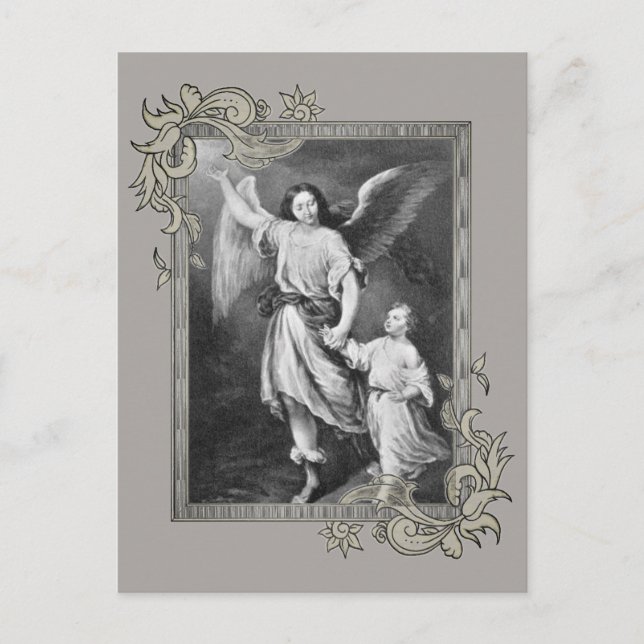 Schutzengel und Kind Postkarte (Vorderseite)
