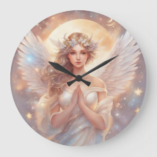 Schutzengel, wasserfarben pastell Gemälde Große Wanduhr