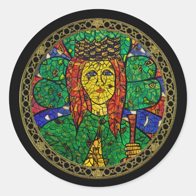 Schutzheilige der Depression und Angst St. Dymphna Runder Aufkleber (Vorderseite)