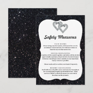Schutzmaßnahmen für Schwarze Glitter-Diamant-Herze Begleitkarte