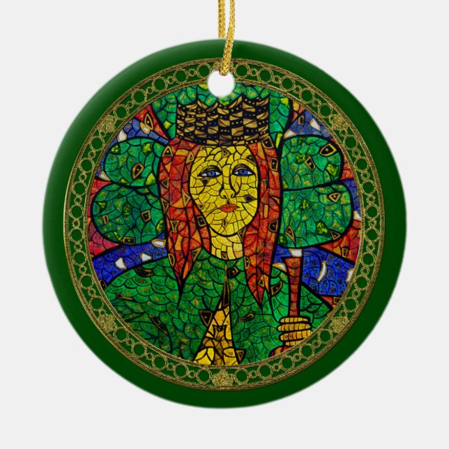 Schutzpatron von Krisen-und Angst-St. Dymphna Keramik Ornament (Vorne)