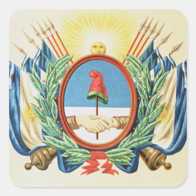 Schutzschild des argentinischen Bundes Quadratischer Aufkleber (Vorderseite)