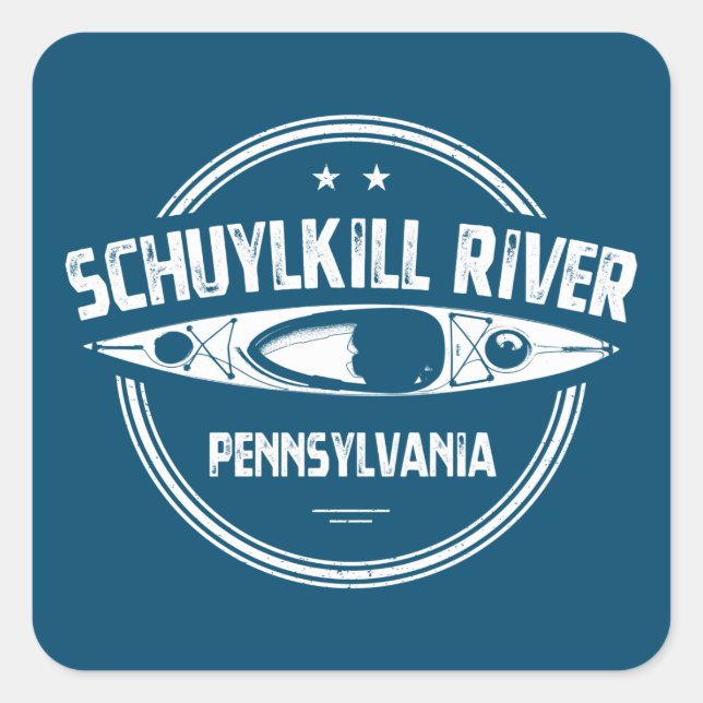 Schuylkill River, Pennsylvania Quadratischer Aufkleber (Vorderseite)