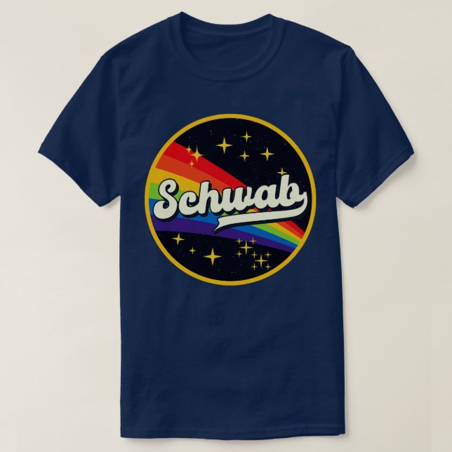 Schwab-Regenbogen im Vintagen Weltraumstil T-Shirt (Design vorne)