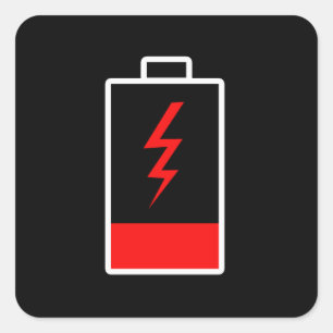 Schwache Batterie Quadratischer Aufkleber