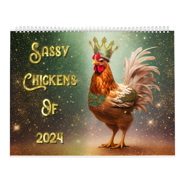 Schwache Hühner Zwei Seiten großer Kalender, weiß Kalender (Titelbild)