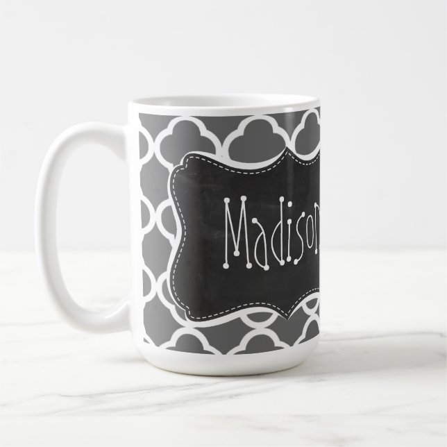 Schwaches graues Quatrefoil; Tafelblick Kaffeetasse (Links)