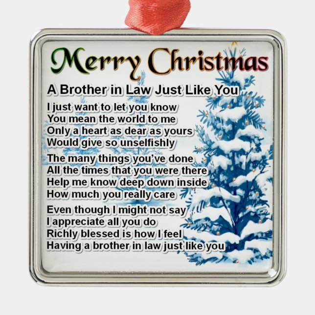 Schwager-Gedicht - Weihnachtsentwurf Ornament Aus Metall (Vorne)