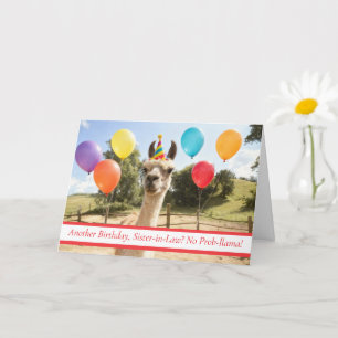Schwägerin Süße Lama-Partyhut und Luftballons  Karte