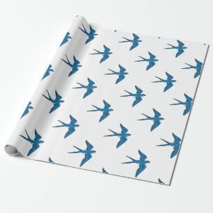 Schwalbe, die hinunter das Zeichnen fliegt Geschenkpapier