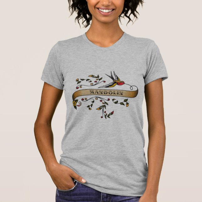 Schwalbe und Rolle mit Mandoline T-Shirt (Vorderseite)