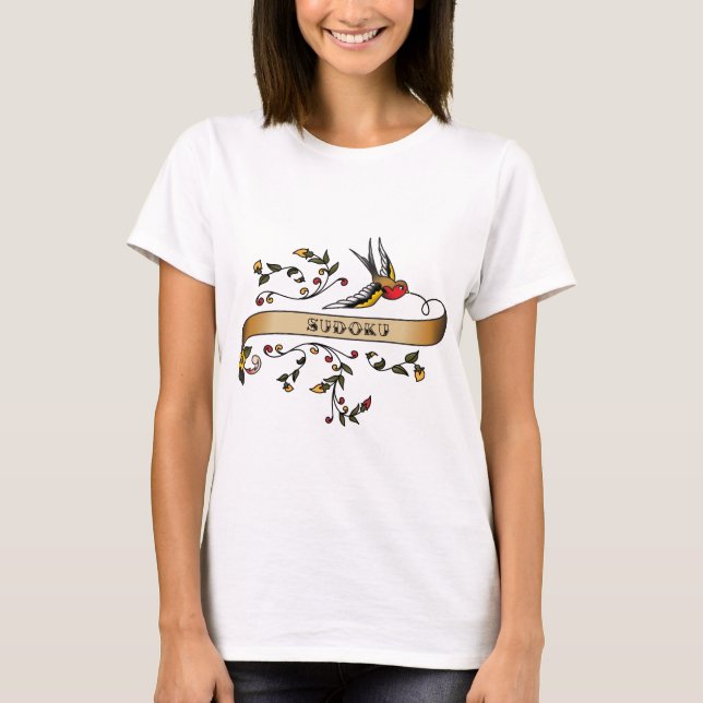 Schwalbe und Rolle mit Sudoku T-Shirt (Vorderseite)