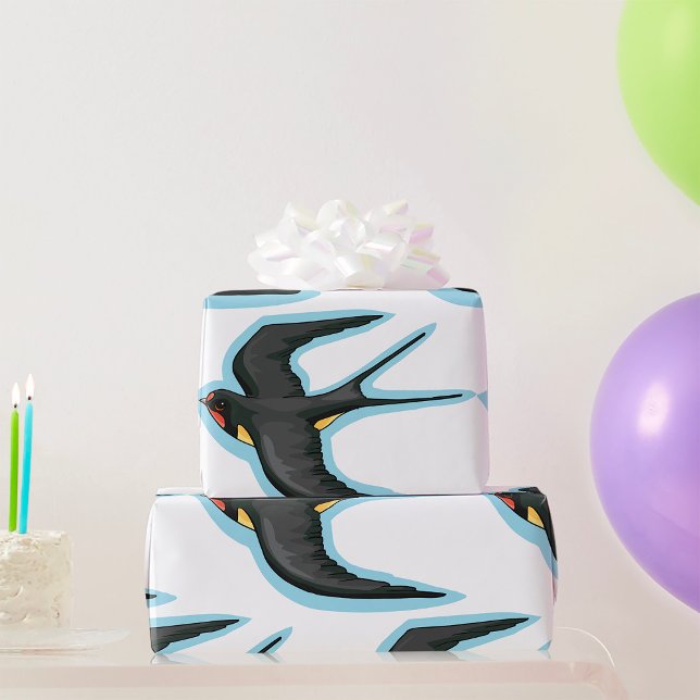 Schwalbe Vogel fliegt Geschenkpapier (Von Creator hochgeladen)