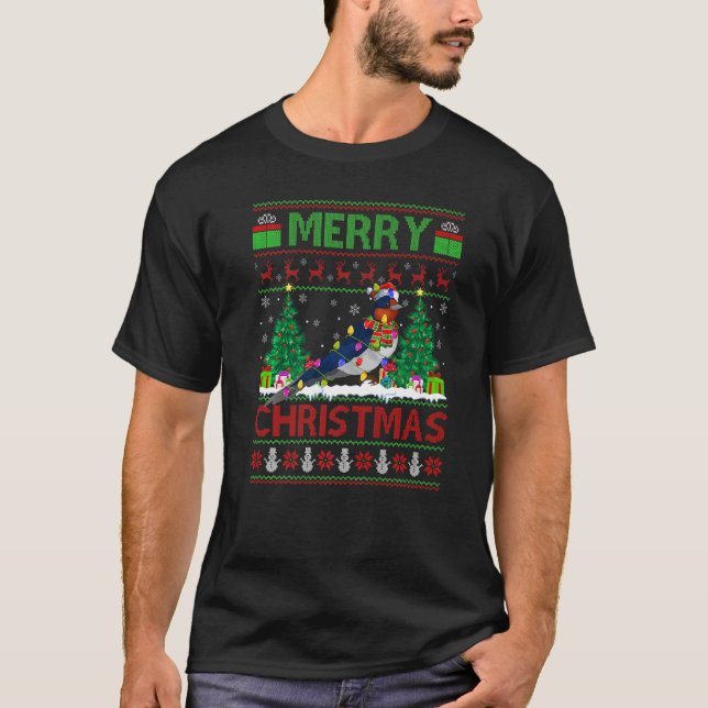 Schwalbe Vogel Weihnachtsbaum Hässlicher Weihnacht T-Shirt (Vorderseite)