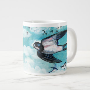 Schwalben fliegen über blauem Himmel Jumbo-Tasse