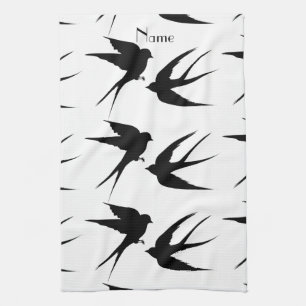 Schwalben Vögel Silhouetten Thunder_Cove Geschirrtuch