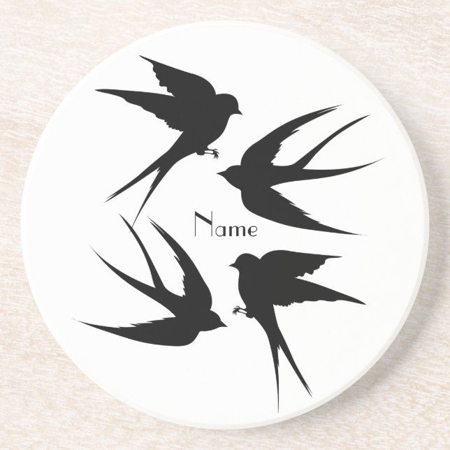 Schwalben Vögel Silhouetten Thunder_Cove Getränkeuntersetzer (Vorne)