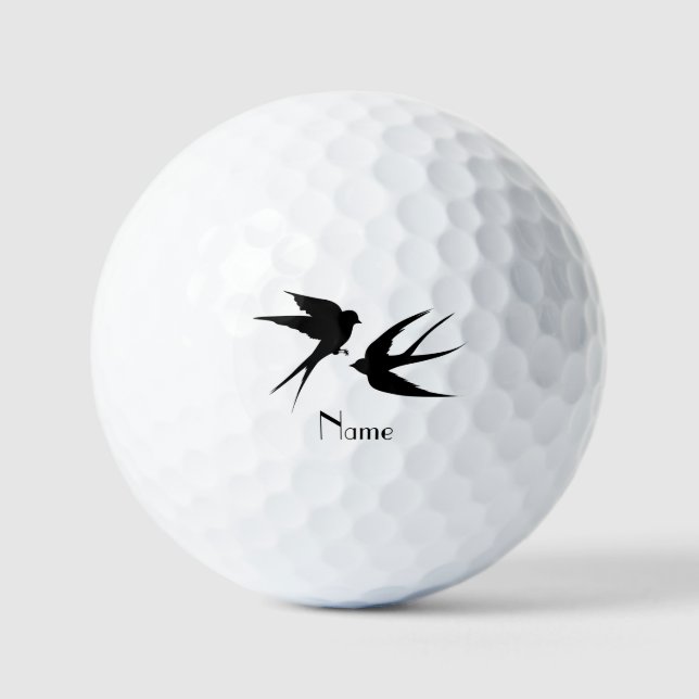 Schwalben Vögel Silhouetten Thunder_Cove Golfball (Vorderseite)