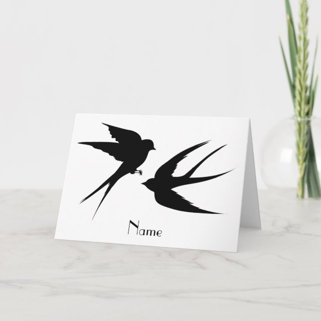Schwalben Vögel Silhouetten Thunder_Cove Karte (Vorderseite)