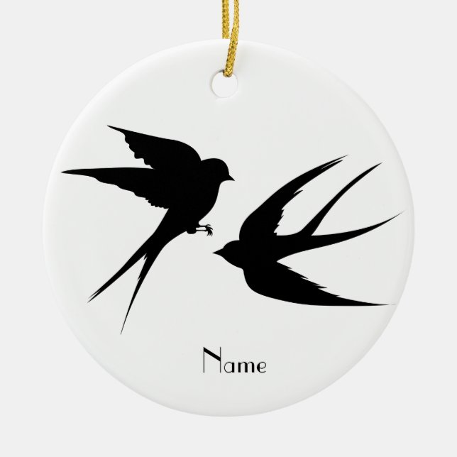 Schwalben Vögel Silhouetten Thunder_Cove Keramik Ornament (Vorne)