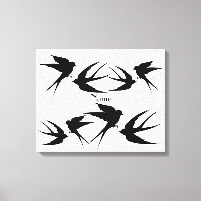 Schwalben Vögel Silhouetten Thunder_Cove Leinwanddruck (Vorderseite)