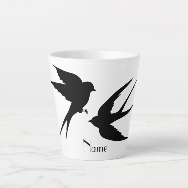 Schwalben Vögel Silhouetten Thunder_Cove  Milchtasse (Vorderseite)