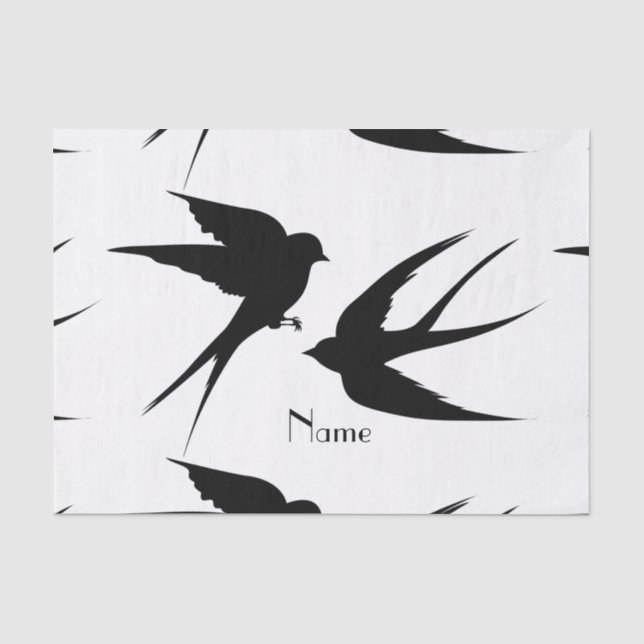 Schwalben Vögel Silhouetten Thunder_Cove Seidenpapier (Vorderseite)