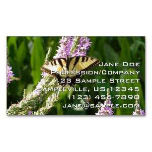 Schwalbenschwanz auf violetten Wildblumen Magnetische Visitenkarte