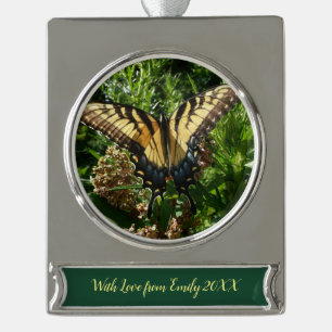 Schwalbenschwanz Schmetterling III Schönes Farbige Banner-Ornament Silber