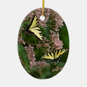 Schwalbenschwanzschmetterlinge auf Joe Pye Kraut Keramik Ornament