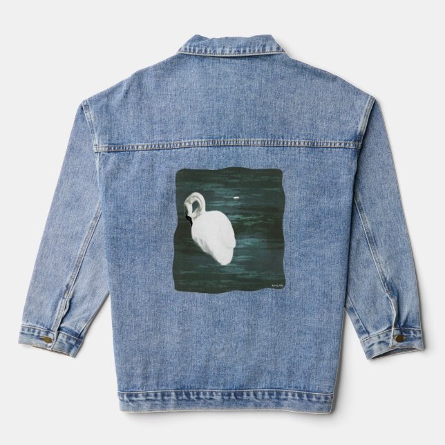 Schwan am Teich Jeansjacke (Rückseite)