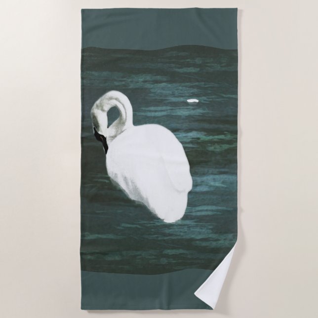 Schwan am Teich Strandtuch (Vorderseite)