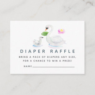 Schwan-Aquarell-Baby-Shower-Windel-Raffle Begleitkarte