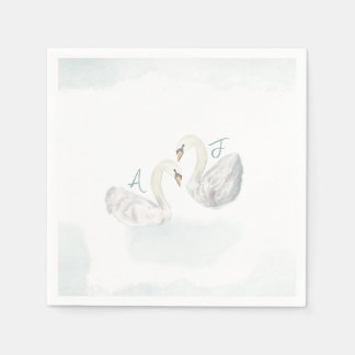 Schwan-Aquarell-thematisierte elegante Hochzeitsse Serviette