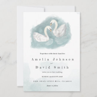 Schwan-Aquarell-themen-Einladung zur eleganten Hoc Einladung