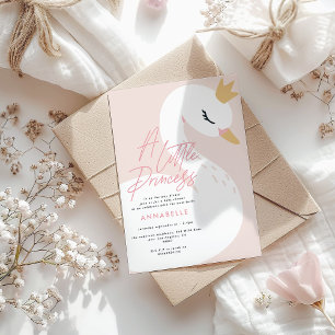 Schwan-Baby-Party Mädchenhaft Rosa Aqua Niedlich E Einladung