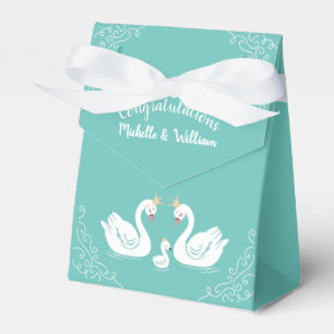 Schwan-Baby-Party Vogel mit Krone Co-Ed Türkis Geschenkschachtel