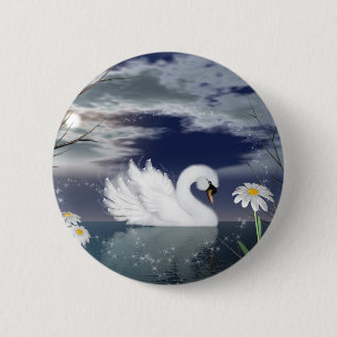 Schwan-Button-Abzeichen - verzauberter Schwan Button