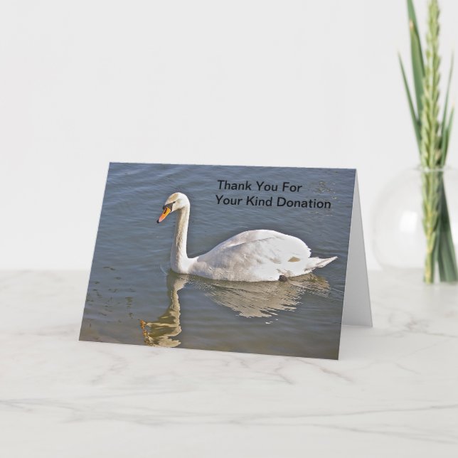 Schwan danken Ihnen für Ihre nette Spenden-Karte Dankeskarte (Vorderseite)