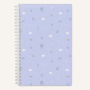 Schwan Floral Blau Notizbuch