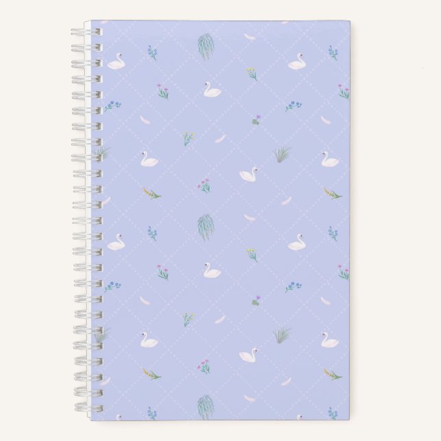 Schwan Floral Blau Notizbuch (Vorderseite)