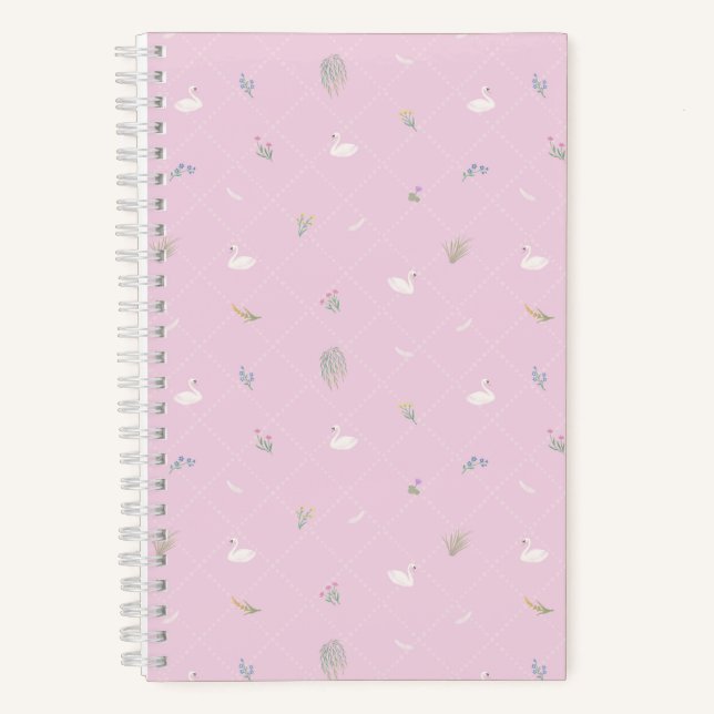 Schwan Floral Rosa Notizbuch (Vorderseite)