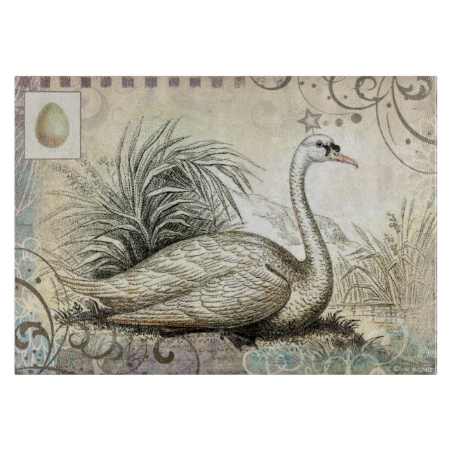 Schwan-Grafik Schneidebrett (Vorderseite)