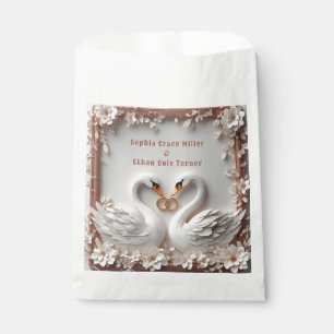 💍 Schwan-Herz-Hochzeitsdekoration mit floralem Ra Geschenktütchen