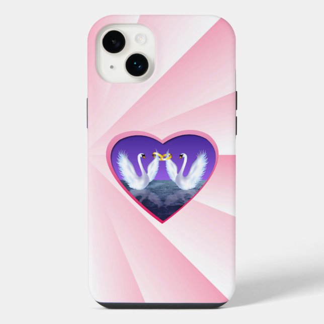 Schwan Hochzeit iPhone 14 Plus Hülle (Rückseite)