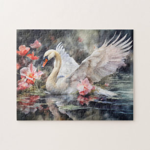 Schwan im Lotus-Teich mit sanften Farben