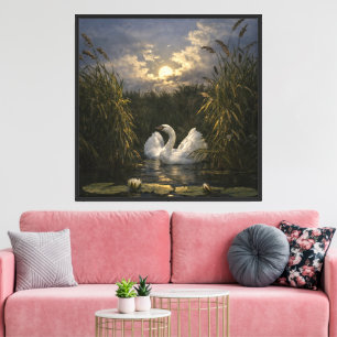 Schwan im Mondlicht Leinwanddruck