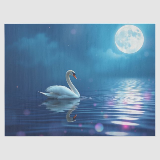 Schwan im Mondlicht Seidenpapier (Vorderseite)